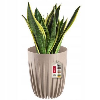 KADAX Blumentopf aus Kunststoff mit Naturmaterialien, 25 cm, Latte