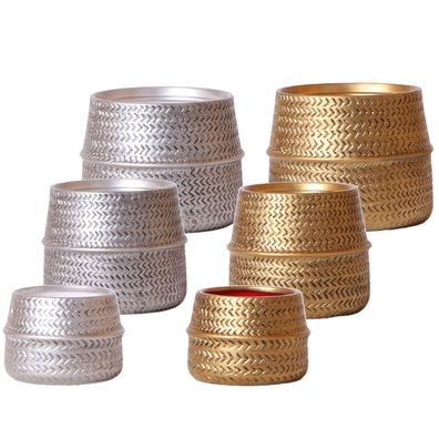 Übertopf "Groove" - gold und silber - kostbare Optik - passend für 6cm,