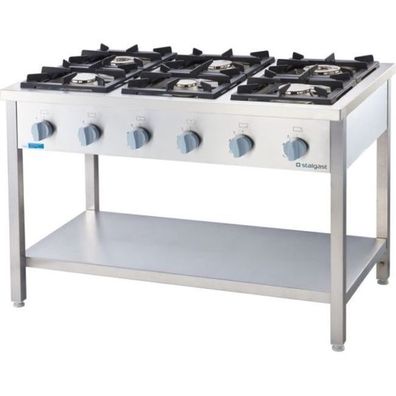 Gastronomie Stalgast Gasherd Serie 700 - G20, 6-Brenner (3,52X52X79), 1200 X 700