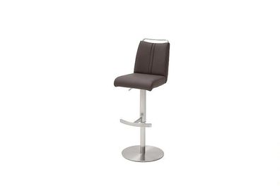 Barhocker Tresenhocker GIULIA A Barstuhl mit Griffleiste Leder braun Edelstahl