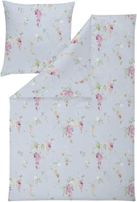 Estella Mako Jersey Bettwäsche 155x220 Cataleya hellblau Blumenrispen 6157-160