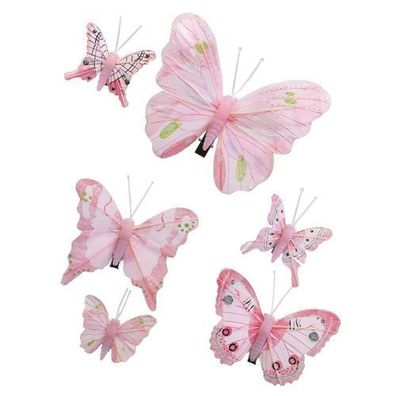 Schmetterlinge mit Abstreifer 6 Stück, rosa