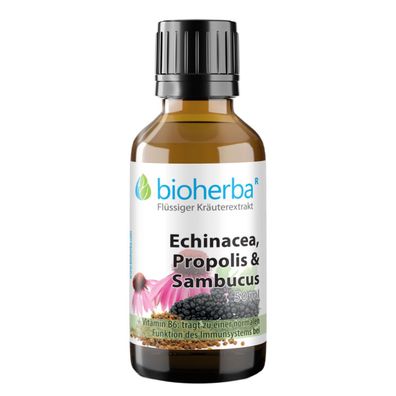 Bioherba Echinacea Propolis und Sambucus Tropfen Tinktur