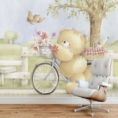 Vlies Fototapete Wandtapete Wandbilder Bär Karikatur Von Hand Bemalt 1401