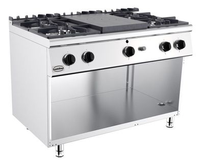 Gastronomie Combisteel Gasherd mit 4 Brenner ohne Türen aus Edelstahl