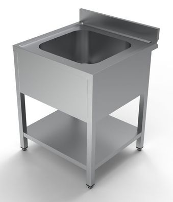 Combisteel Spültisch 1 Becken mit Grundboden aus Edelstahl 700x700x850mm