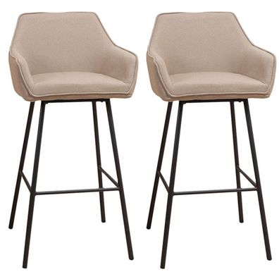 Bronx71 Barhocker Andor recycelter Stoff taupe 65 - 78 cm - 2er Set
