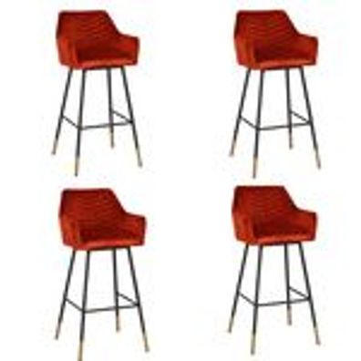 Bronx71 Barhocker Samt Fiona 65 - 78 cm kupfer - 4er Set