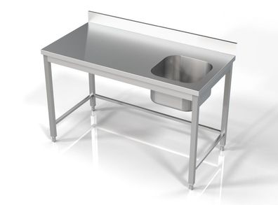 Combisteel Spültisch 1 Becken rechts aus Edelstahl 1400x700x850mm