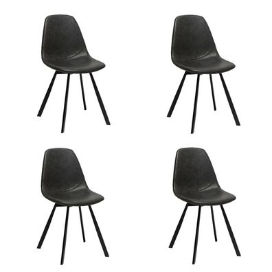 Bronx71 Esszimmerstuhl Logan Leder anthrazit - 4er Set