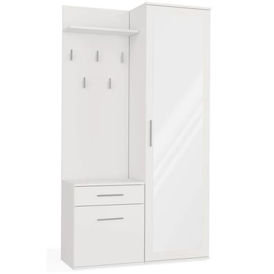 Selsey Duvio - Flurgarderobe mit Schrank und Spiegel, Weiß, 100 cm