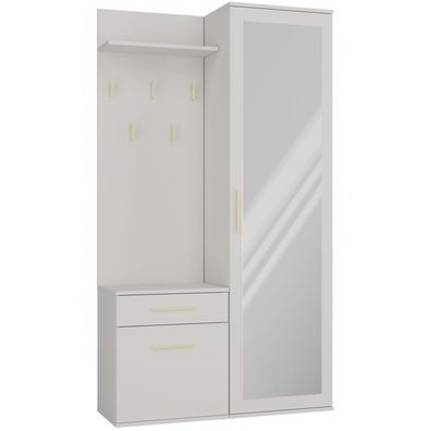 Selsey Duvio - Flurgarderobe mit Schrank und Spiegel, Greige, 100 cm