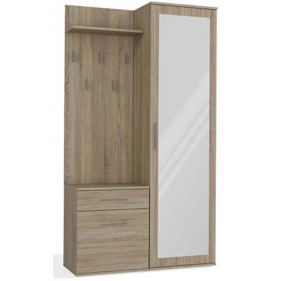 Selsey Duvio - Flurgarderobe mit Schrank und Spiegel, Eiche Sonoma, 100 cm