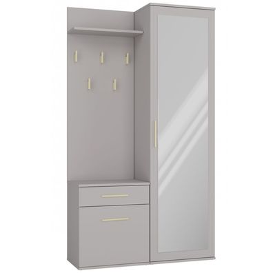 Selsey Duvio - Flurgarderobe mit Schrank und Spiegel, Grau, 100 cm