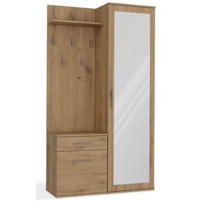 Selsey Duvio - Flurgarderobe mit Schrank und Spiegel, Eiche Artisan, 100 cm