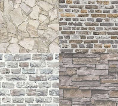Steintapete 3D Optik Mauerwerk Riemchentapete Vliestapete verschiedene Farben