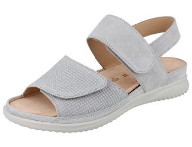Hartjes Breeze Damen Klettsandale Sandalette grau Veloursleder Prägung