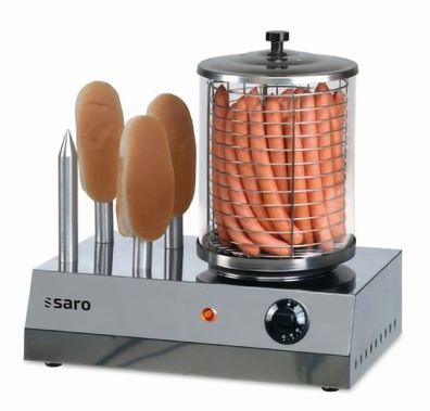 Saro Hot-Dog-Wärmer CS-400 - Dampfgarer mit Glaszylinder & Toaststangen
