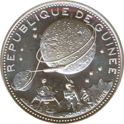 Guinea 250 Francs 1970 PP Mondlandung Silber*