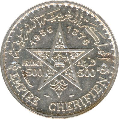 Marokko 500 Francs 1956 Mohammed V Silber*