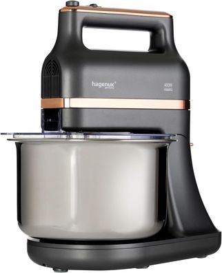 Hagenuk Handmixer mit Schüssel 400W 5 Stufen Pulse Edelstahl Roségold HMS-400