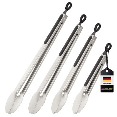 bremermann Grillzangen 4er-Set, ca. 44,5 (XL), 40,5 (L), 35,5 (M) und 28 (S) cm