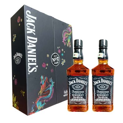Jack Daniels 2x0,7L Whiskey Geschenkbox 40% Whisky China Year of The Dragon 2024