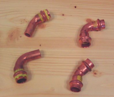 Viega Profi Press Gasfitting 15 mm Bogen 45 ° Pressfitting innen-außen Kupfer S12/178