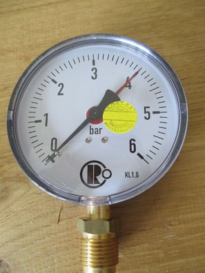 Riegler Manometer 0-6 bar für Wasser und Luft Druckmesser 100 mm S14/51