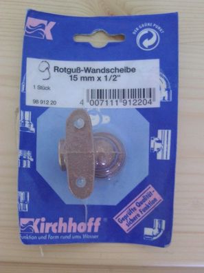 Kirchhoff Rotguß-Wandscheibe 15 mm x 1/2" Wandwinkel für Kupferrohr Fitting