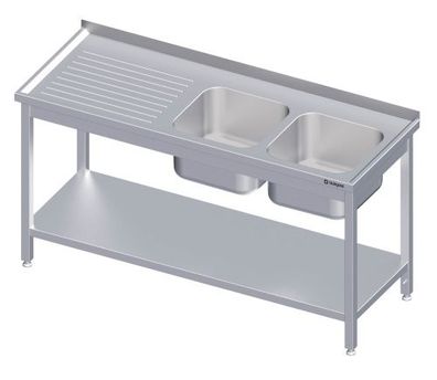 Spültisch mit Grundboden, mit zwei Becken, mit Aufkantung, verschweißt