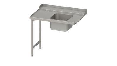 Stalgast Edelstahl Zulauftisch, Korbführung mit Gefälle, auf zwei Beinen mit einem Be