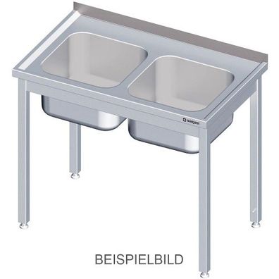 Spültisch ohne Grundboden mit zwei Becken mit Aufkantung, verschweißt