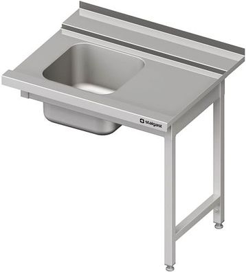 Zulauftisch mit Grundboden, mit einem Becken, Anbauseite, mit Aufkantung, verschweißt