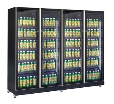 Combisteel Gastro-Kühlschrank 4 Glastüren – 1608 L, Umluftkühlung, Schwarz