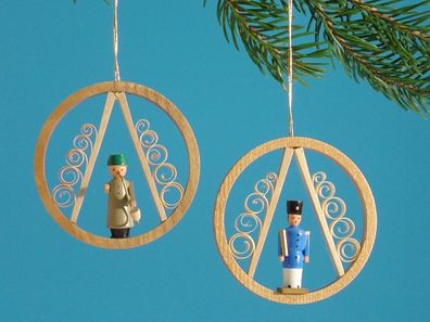 Baumbehang Nussknacker &amp; Räuchermann im Ring bunt BxH 5,5x5,5cm NEU Christbaum Ch