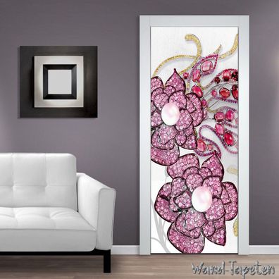 Türtapeten Selbstklebende Wandbild Tür Poster 3D Dreidimensionales Blumen 1427