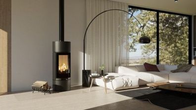 Hitze Kaminofen Charuto 8,5 kW Schwarz Ofen Kamin Holzofen Holz