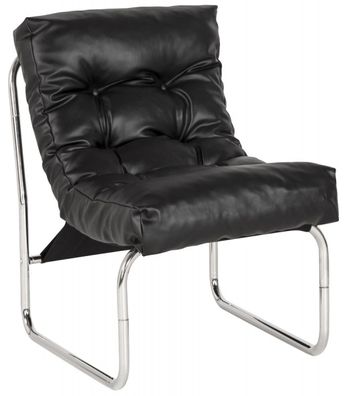 Loungesessel Kunstleder, Retro-Design, Chromgestell, gepolstert, verbindbar