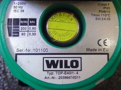 Wilo TOP-E 40/1-4 Umwälzpumpe Pumpe Bl: 220 mm DN 45 KOST-EX P13/417