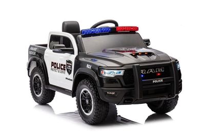 Elektro Kinderauto Polizei Dodge RAM Sirene, Blaulicht, Leder, EVA, lizenziert