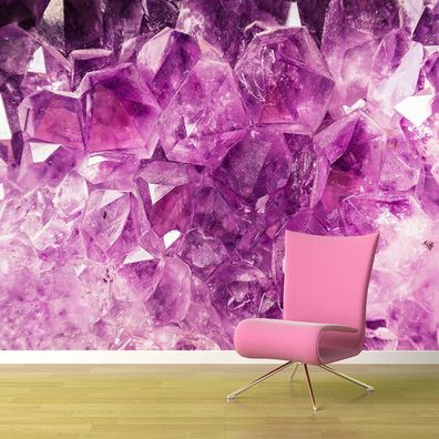 Vlies Fototapete Wandtapete Wandbilder Stone Rose Quarz Rosa Kristall 1440