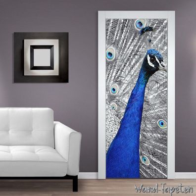 Türtapeten Selbstklebende Wandbild Tür Poster Peacock Pfau Modernes 1443