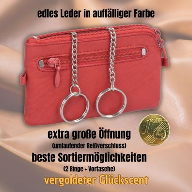 Glücksnugget Lederschlüsseltasche Schlüsseletui mit Glückscent