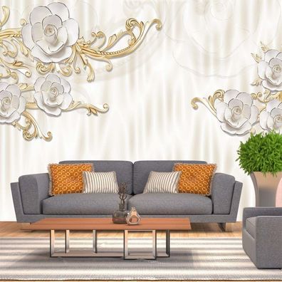 Vlies Fototapete Wandtapete Wandbilder 3D Luxus Spitze Rosen 1449