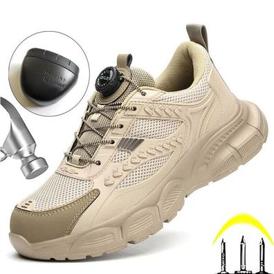 Herren Stahlkappe Arbeitschuhe Drehknopf Sicherheitsschuhe Schutzschuhe Gr:36-47