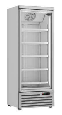 Gastronomie Combisteel Tiefkühlschrank 600 Liter 1 Glastür 5 Böden fahrbar 750x710
