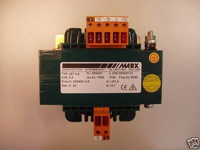 Transformator Marx UST 0,4 pri 230 V 400 V sek 24 V 400 VA T10/80