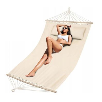 QLS Doppel-Hängematte mit Kissen 200x150 cm für 2 Personen Beige 200 kg 11254
