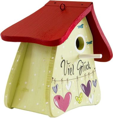 Vogelvilla Nistkasten Nistmini VIEL GLÜCK, handbemalt